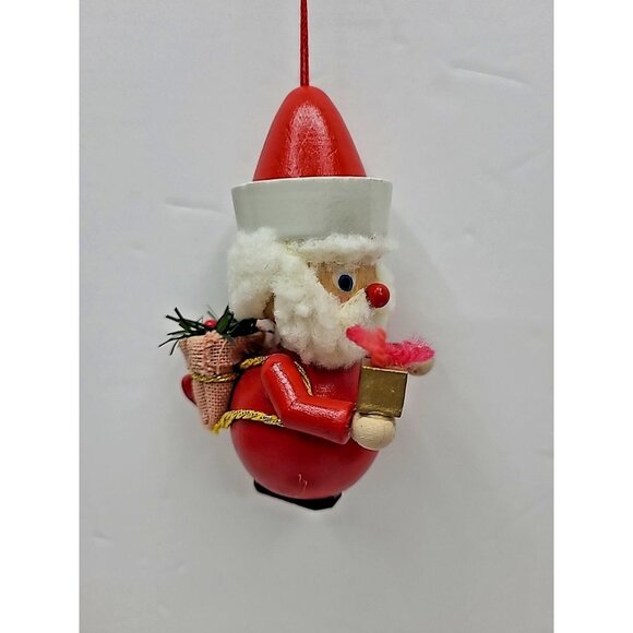 Vintage Steinbach Wooden Christmas Ornament Santa Claus with Gift and Backpack - Picture 1 of 6